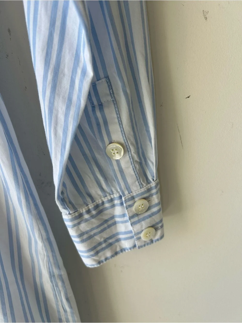 Staud Clea Twisted-Waist Midi Shirtdress Size 6 Blue White Striped Cotton zip - Picture 6 of 16